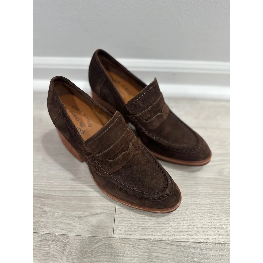 Kork-Ease Modeste Heeled Penny Loafers Sz 6 Chocolate Brown Preppy Academia Y2K